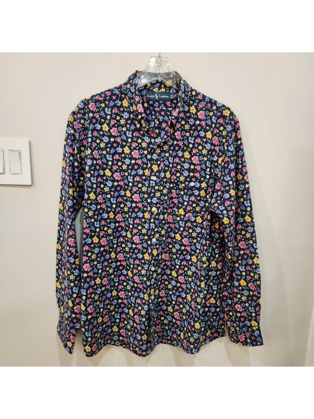 Vintage Ralph Lauren Button Down Floral Long Sleeve Shirt Mens Large Multicolor